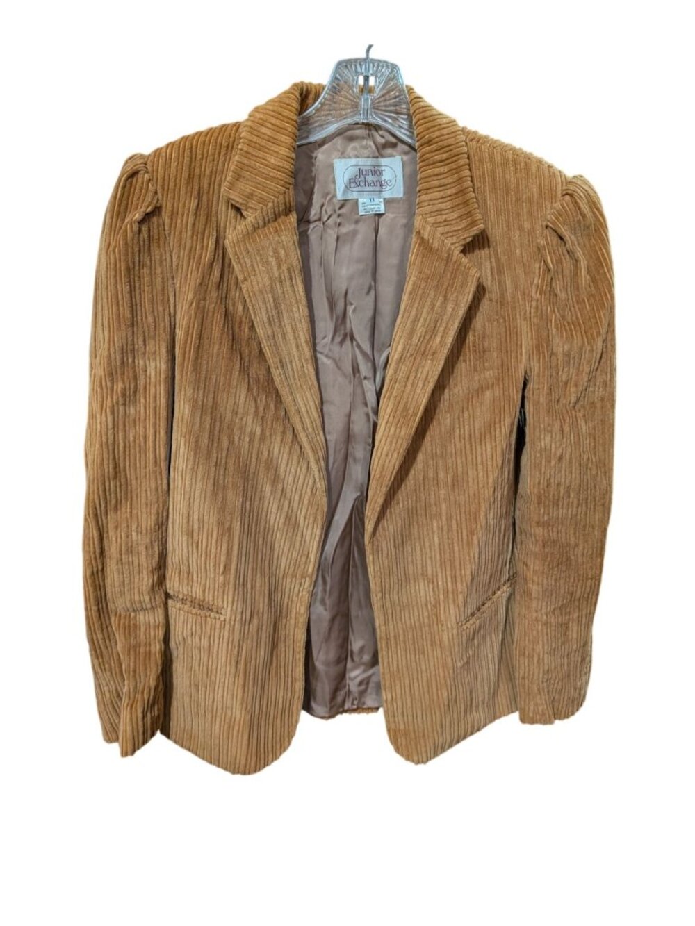 Vintage Junior Exchange Brown Corduroy Blazer Jacket Size 11 Lined Made In Japan